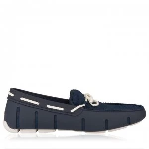 Image of Swims Braided Lace Loafers - Navy/White