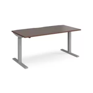 Image of Height Adjustable Desk Rectangular Desk 1600mm Walnut Tops With Silver Frames 800mm Depth Elev8 Mono