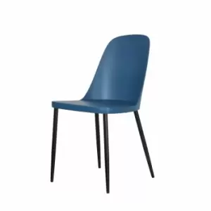 Image of Aspen Duo Chair Blue Plastic Seat with Black Metal Legs Pair