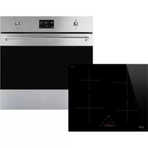 Image of Smeg Classic AOSF6390I3 Built In Electric Single Oven and Induction Hob Pack - Stainless Steel / Black - A+ Rated