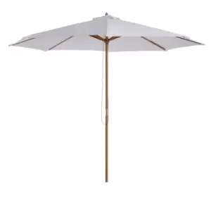 Image of Outsunny (3M) Fir Wooden Garden Parasol Sun Shade Outdoor Umbrella Canopy Cream