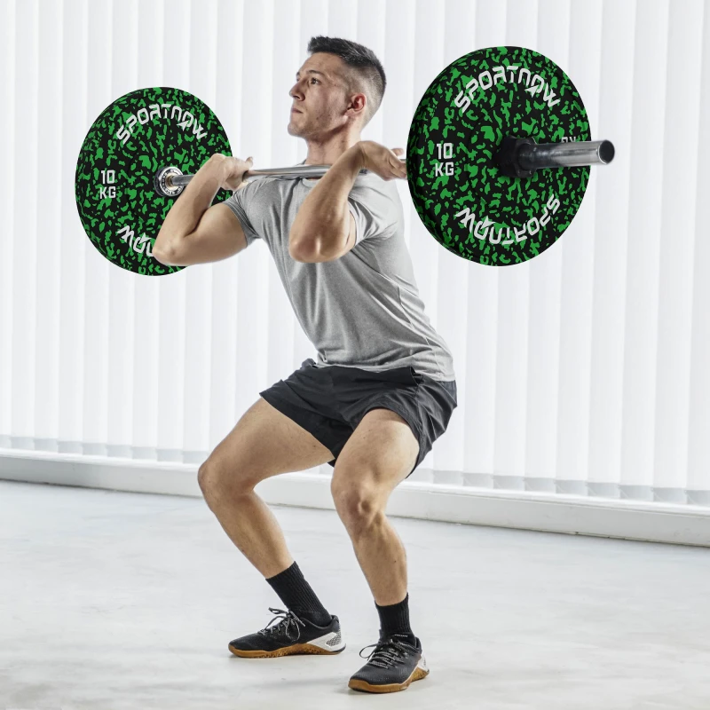 Image of SPORTNOW Olympic Weight Plates with 5cm Holes for Weight Lifting - Green 10KG TJ Hughes Yellow 5063603106659