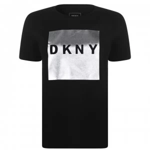 Image of DKNY Foil Logo T-Shirt - BLACK/SILVER
