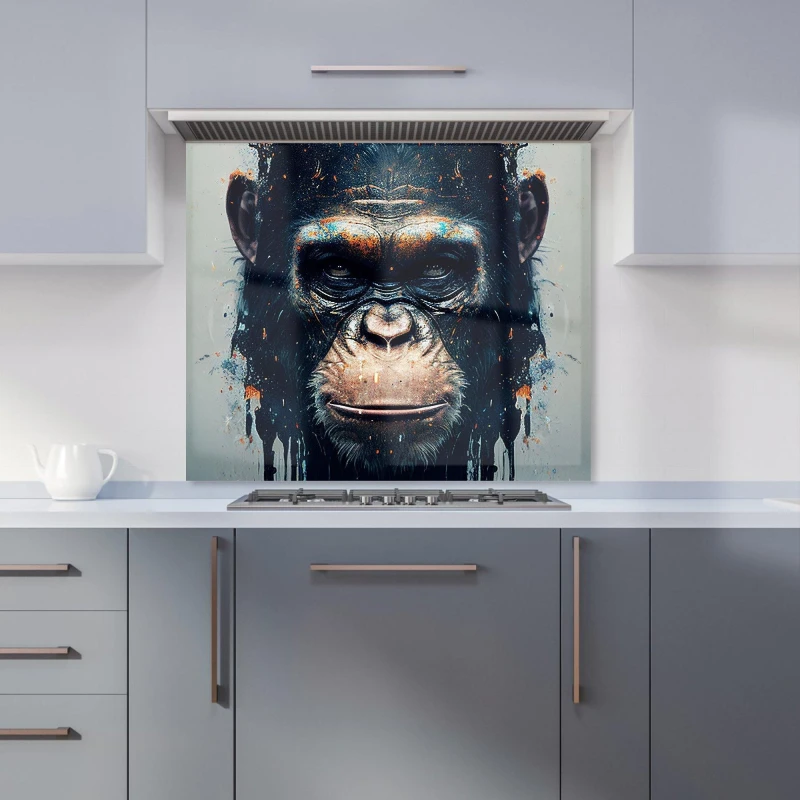 Image of Warren Reed - Designer Gorilla Face Splashart Kitchen Splashback in Brown Size: 900mm x 650mm Brown Unisex 900mm x 650mm