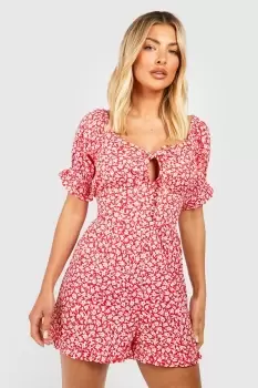 Image of Floral Puff Sleeve Playsuit