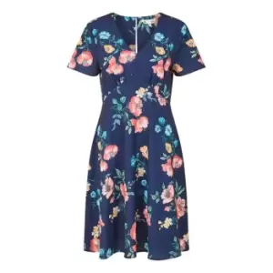 Image of Yumi Navy Kimono Sleeve Skater Dress - Blue