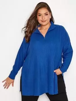 Image of Yours Zip Neck Jumper Colour Lazuli Blue Size 14-16, Women