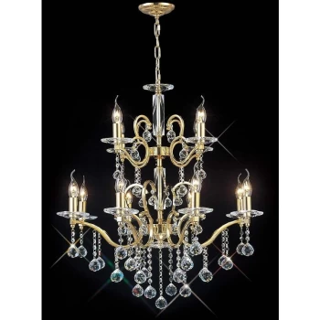 Image of Zinta 2 Tier 12 Hanging Lamp gold / crystal bulbs (Assembly required)