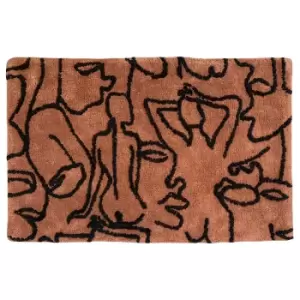 Image of Furn. Everybody Abstract Knitted Cotton Anti-slip Bath Mat Pecan/Black