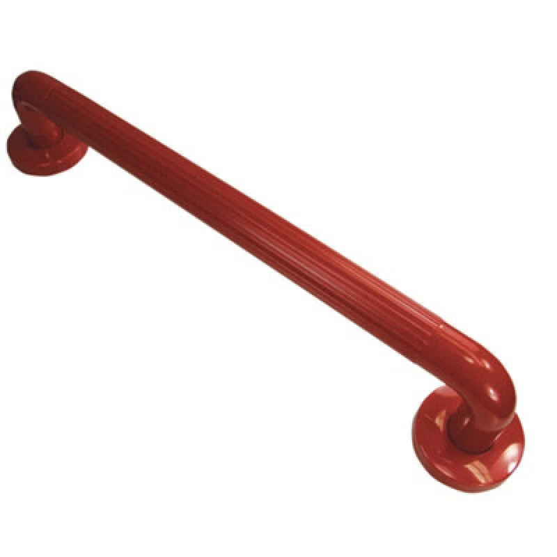 Image of Loops Red Ribbed UPVC Plastic Grab Bar - 300mm Length - 32mm Tube - Reinforced Fixings Multi