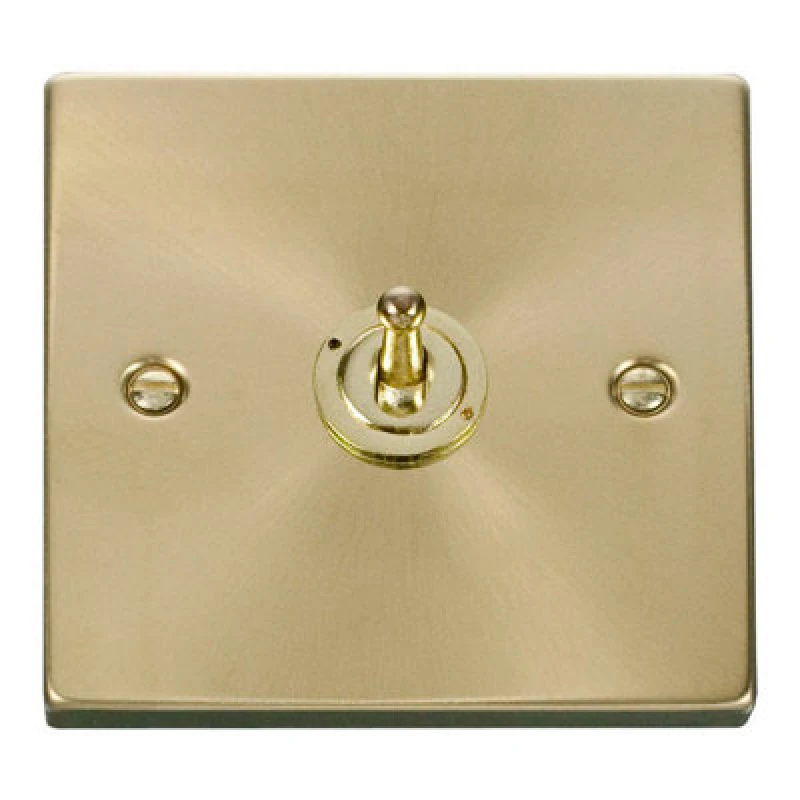 Image of SE Home Satin / Brushed Brass 1 Gang 2 Way 10AX Toggle Light Switch Gold unisex