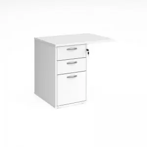 Image of Desk high 3 drawer pedestal 600mm deep with 800mm flyover top - white