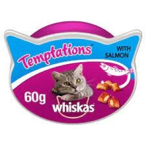 Image of Whiskas Temptations Cat Treats With Salmon 60g