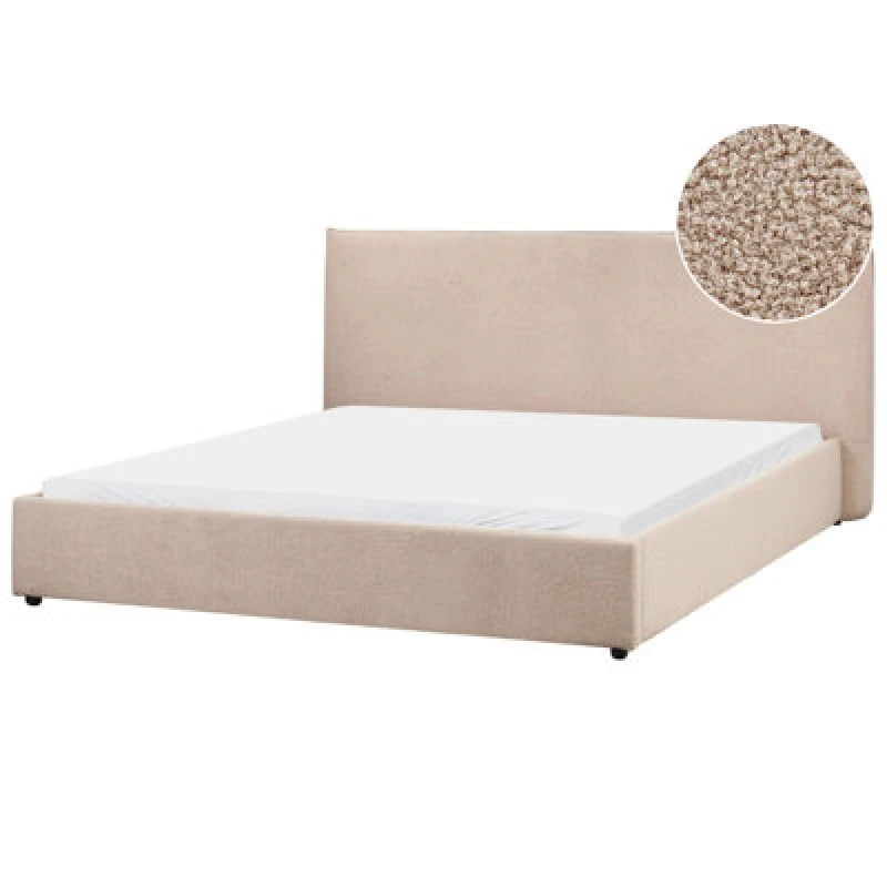 Image of Beliani Bed Boucle Lavaur 180 X 200 Cm (Eu Super King) Taupe