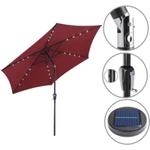 Image of Sun Garden Parasol Lights Solar LED Umbrella Sunshade Patio 3m Shade Aluminium Red