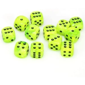 Image of Chessex 16mm d6 Dice Block: Vortex Bright Green/black