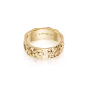Image of Rings 18ct Gold Plated Sterling Silver Fossil Band Ring 18ct Gold Plate