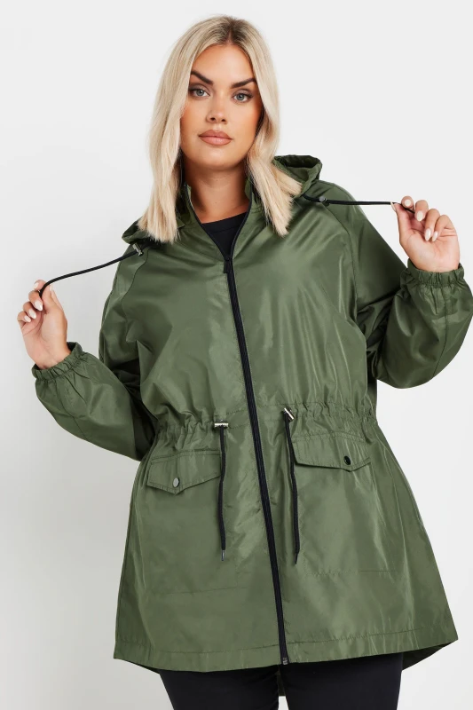 Image of Yours Womens Lightweight Parka Jacket in Olive Size: 22-24 Olive Female 22-24