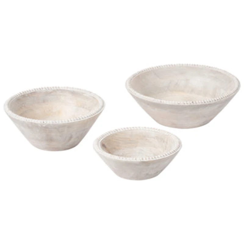 Image of Beliani Set Of 3 Bowls Tanta Mango Wood Light Brown