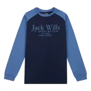 Image of Jack Wills Wills Raglan Long Sleeve T-Shirt Infant Boys - Blue