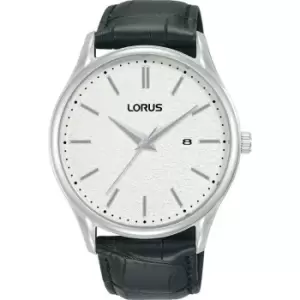 Image of Lorus Gents Lorus Leather Watch RH937QX9 - Silver, White and Black