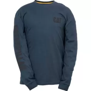 Image of Caterpillar Mens Trademark Banner Long Sleeve T-Shirt Marine XL