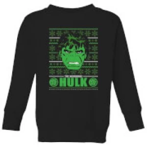 Image of Marvel Hulk Face Kids Christmas Sweatshirt - Black - 7-8 Years