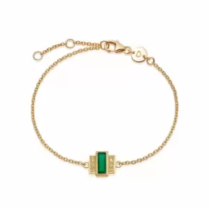 Image of Daisy London 18ct Gold Plate Beloved Green Onyx Baguette Bracelet 18ct Gold Plate