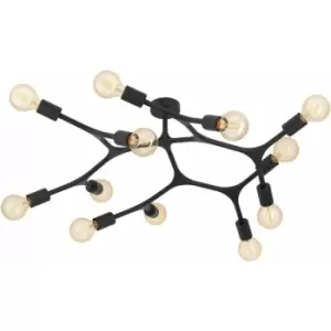 Image of Loops - Flush 12 Bulb Ceiling Light Colour Black Arms & Lamp Holders Bulb E27 12x60W