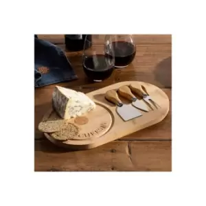 Image of Hairy Bikers Round Bamboo Cheese Board and Knives