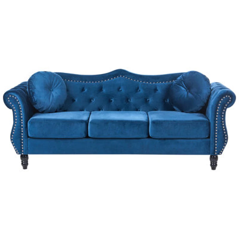 Image of Beliani Sofa 3 Seater Skien Velvet Navy Blue