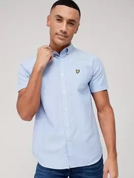 Image of Lyle & Scott Lyle & Scott Short Sleeve Oxford Shirt - Blue Size M, Men