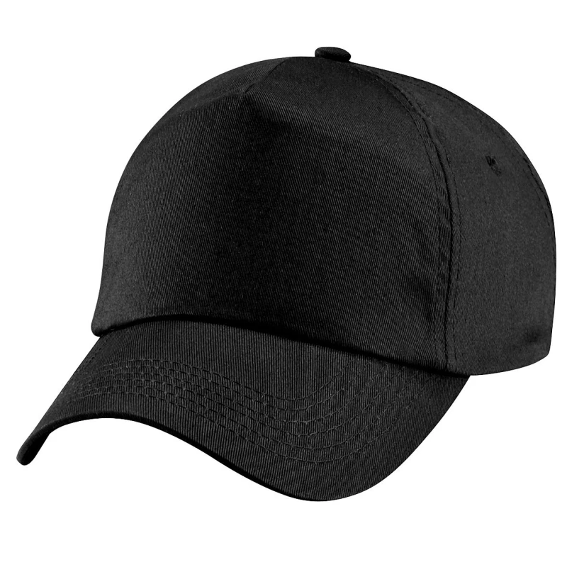Image of Beechfield Plain Original 5 Panel Baseball Cap in Black Unisex One Size