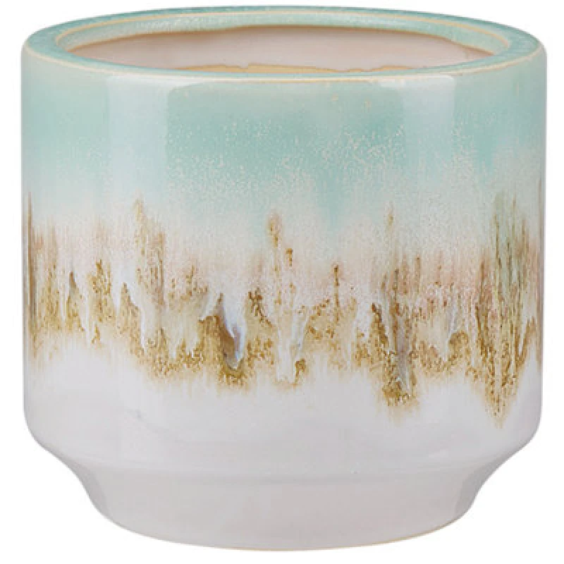 Image of Beliani Flower Vase Cyme Stoneware 15cm Mint Green