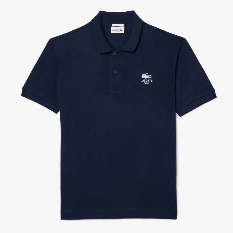 Image of Lacoste Classic Fit Signature Print L.12.12 Polo Shirt Blue male 2XS