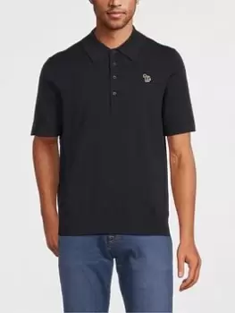 Image of Ps Paul Smith Zebra Short Sleeve Knit Polo Shirt - Dark Blue