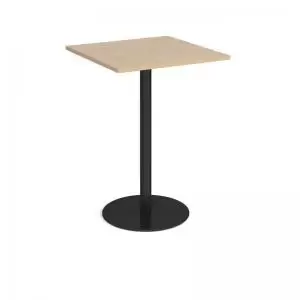 Image of Monza square poseur table with flat round Black base 800mm - kendal