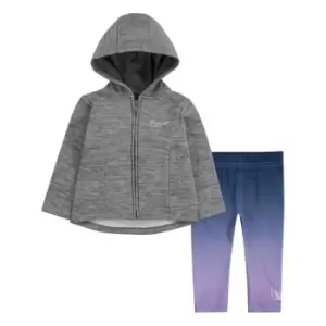 Image of Nike Therma Poly Zip Hoodie And Legging Set - Grey