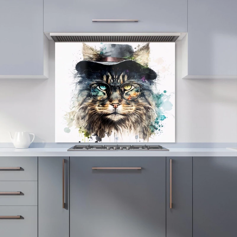 Image of Warren Reed - Designer Norwegian Forest Cat Splashart Kitchen Splashback Size: 600mm x 750mm Multicolor Unisex 600mm x 750mm