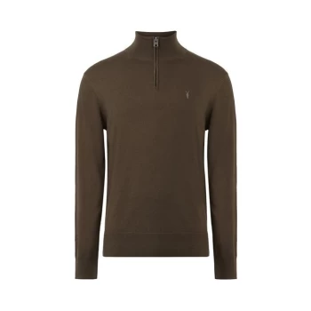 Image of AllSaints Kilburn Zip Funnel Neck Jumper - HAZE GREEN