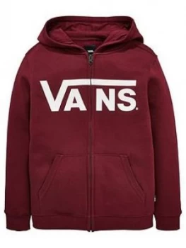 Image of Vans Boys Classic Zip Hoodie Burgundy Size S7 8 Years