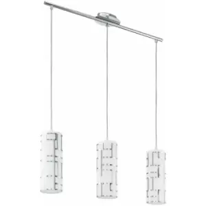 Image of Pendant Light Colour Chrome Shade White Chrome Glass With Decor Bulb E27 3x60W