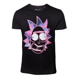 Image of Rick and Morty - Neon Rick Face Mens Small T-Shirt - Black