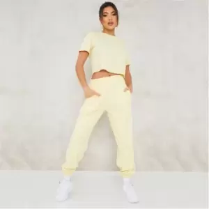 Image of I Saw It First Crop T Shirt and Joggers Co-Ord Set - Yellow