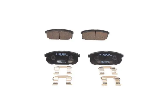 Image of Bosch 0 986 494 590 Brake pad set Low-Metallic with acoustic wear warning with spring KIA: SORENTO 1