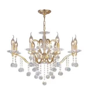 Image of Zinta Ceiling Pendant Chandelier 8 Light French Gold, Crystal