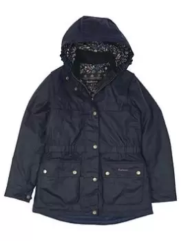 Image of Barbour Girls Cassley Wax Jacket - Royal Navy, Royal Navy, Size 8-9 Years, Women