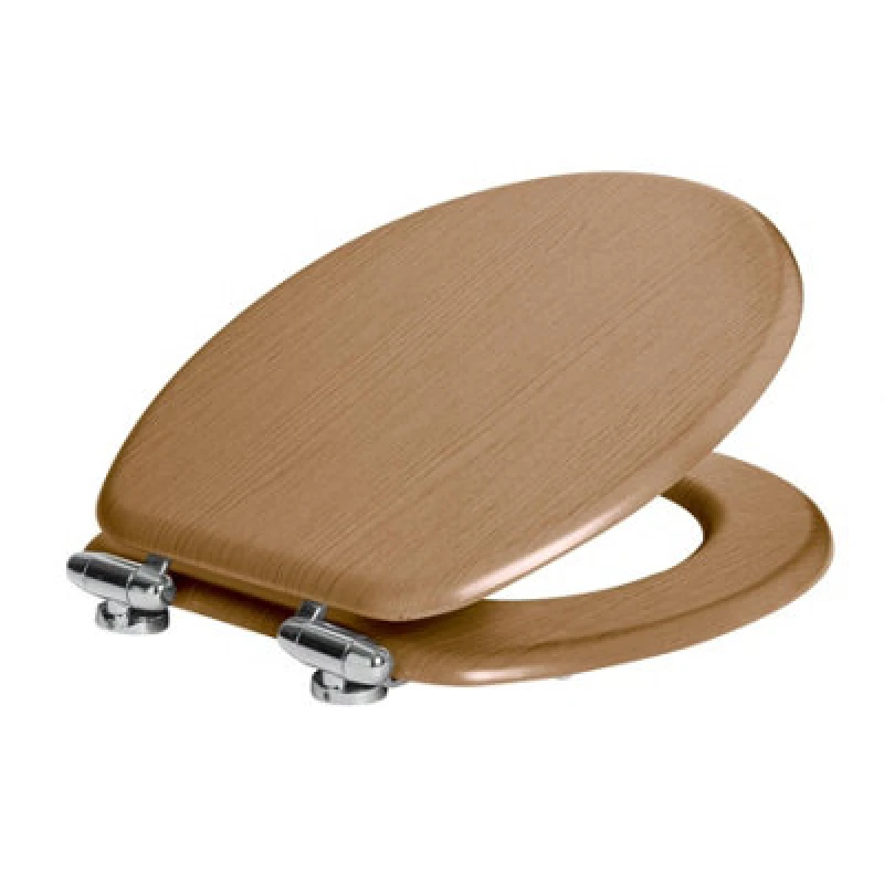 Image of Harbour Housewares Soft Close Toilet Seat - Dark Oak Mdf Wooden Lid Easy Install Durable Bathroom Accessory With Quiet Close