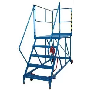 Image of Fort Service Platform 4 Tread Standard slope 54 angle Mesh Blue