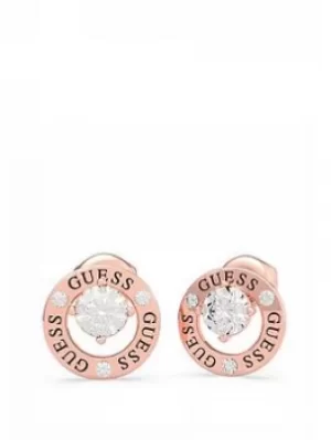 Image of Guess Guess All Around You Rose Gold Tone Ladies Stud Earrings, Rose Gold, Women